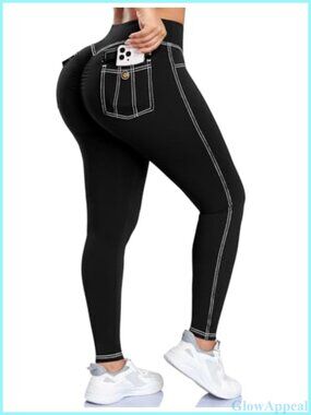 Cargo Workout Leggings High Waist Flare Yoga Pants with Pockets
